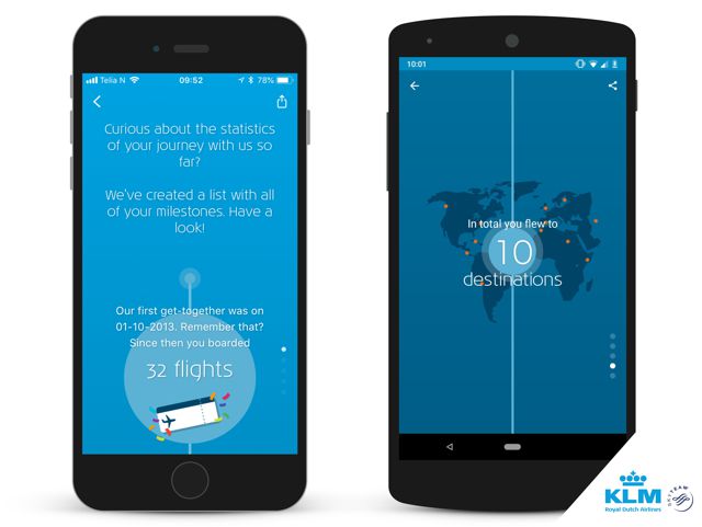 KLM Pioniera dell’innovazione: la Mobile App si arricchisce della funzione ‘Milestones’