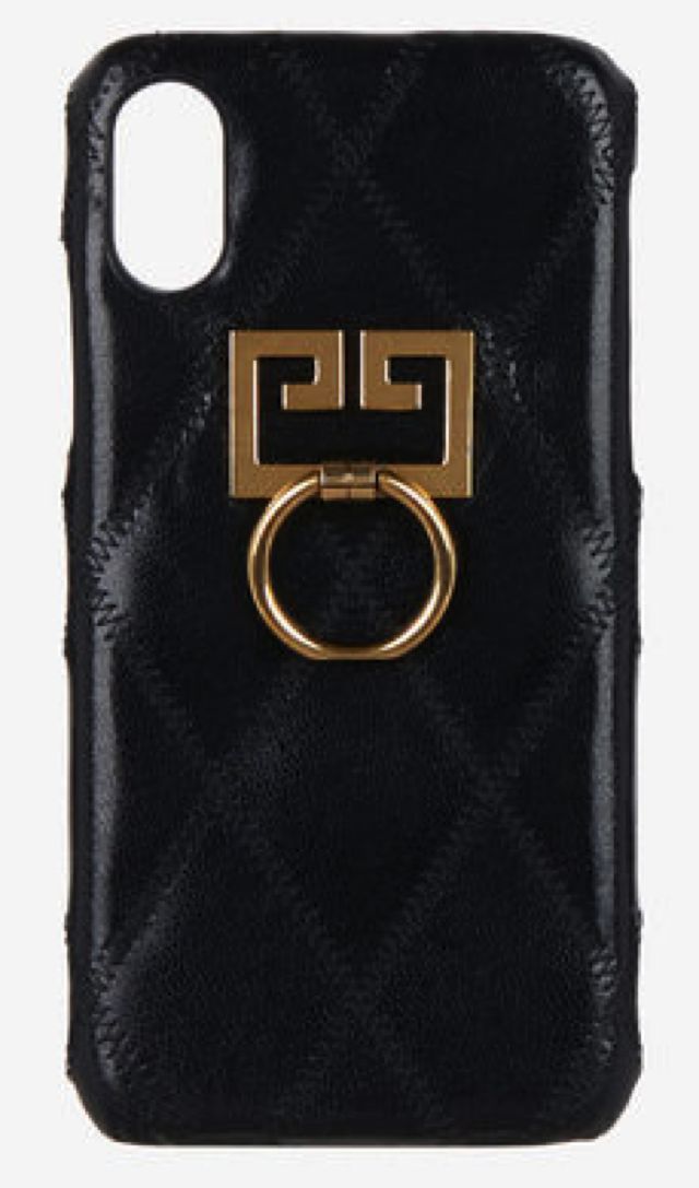 Cover Givenchy in Pelle Nera Trapuntata per iPhone X e XS