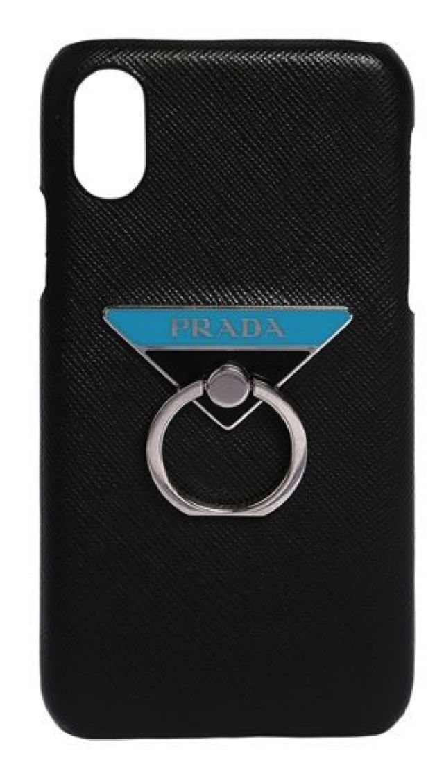 Cover Prada in Pelle per iPhone X Nera