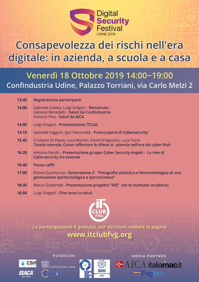 Digital Security Festival 2019 a Udine presso Sede Confindustria