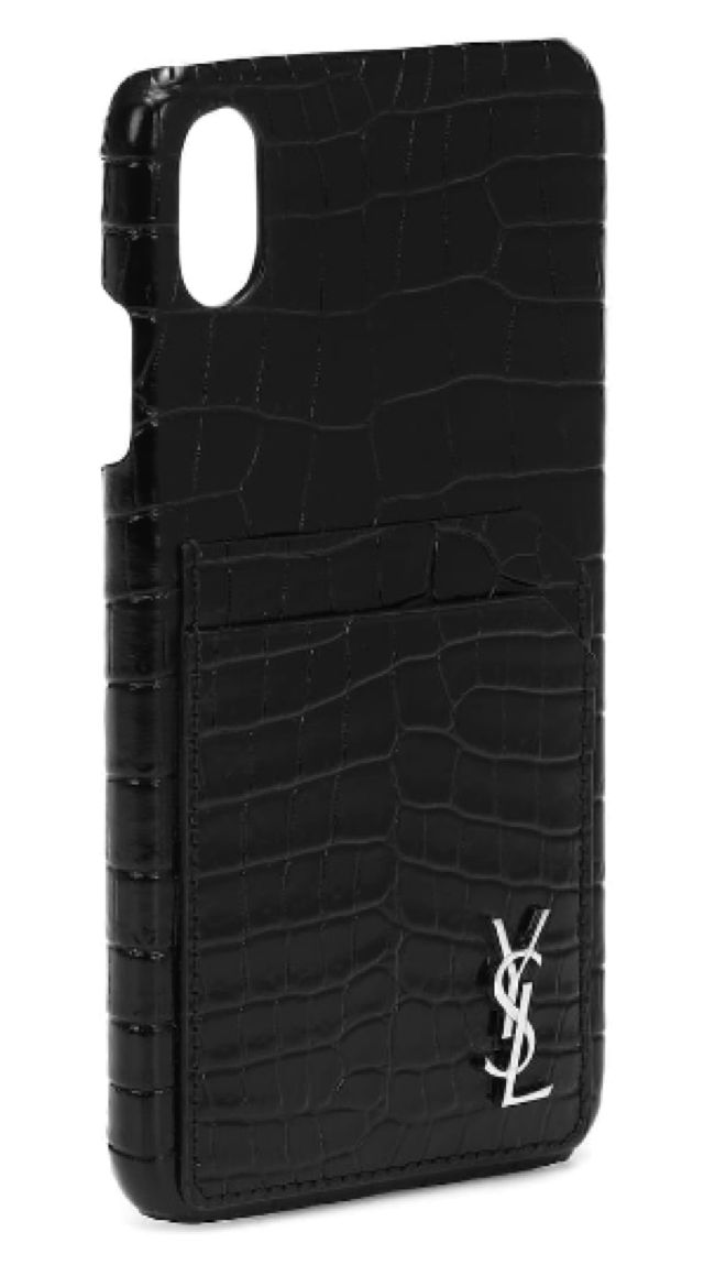 Custodia in Pelle Stampata per iPhone Xs Max Saint Laurent