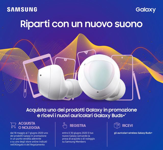 Samsung: Con Samsung Galaxy S20 in Omaggio gli Auricolari Wireless Galaxy Buds+