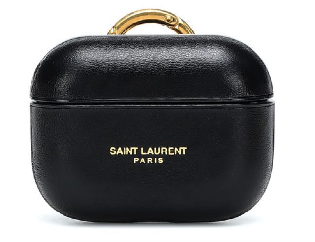 Custodia per Airpods in Pelle Nera Saint Laurent