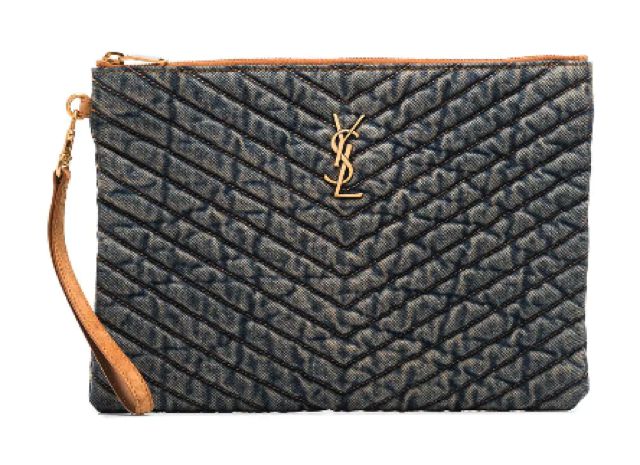 Clutch Denim Monogram di Saint Laurent