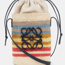 Porta Cellulare Anagram in Rafia a Righe di Loewe